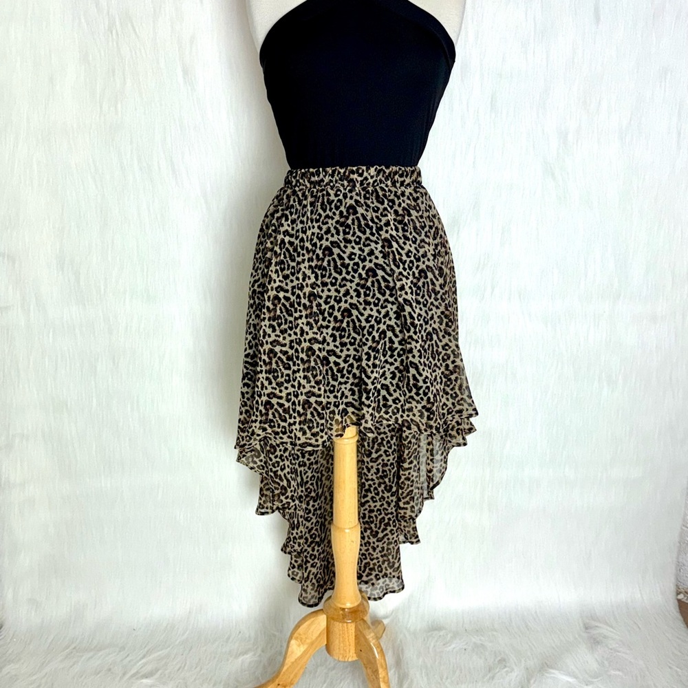 Dex Leopard Print High-Low Skirt
